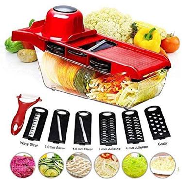 Imagem de Cortador de mandril ajustável e ralador de alimentos de grau profissional, cortador Julienne de aço inoxidável, melhor para repolho de alho, cenoura, batata, tomate, salada de frutas