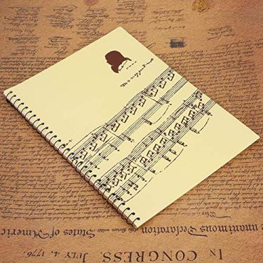Imagem de Caderno de música, caderno de música, papel de música, 50 páginas de pauta para música escritora (padrão de partitura amarela)