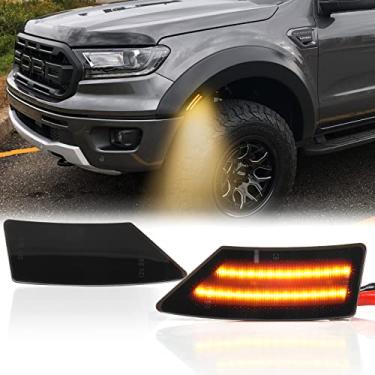 Imagem de Luzes de LED laterais para Ford Ranger Lariat XL XLT 2019 2020 2021 2022 Ranger Lente fumê Marcadores laterais pretos Lâmpada para-lama Faixa LED Âmbar Completa Marcador Lateral Luzes Laterais Luzes Laterais