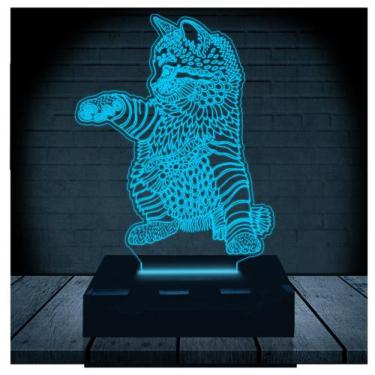 Imagem de Luminária Led Abajur  3D  Gato 8 - Rb Criações