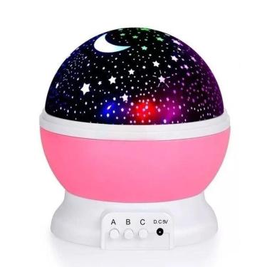 Imagem de Luminária Abajur Infantil Estrela Giratório Projetor Rosa