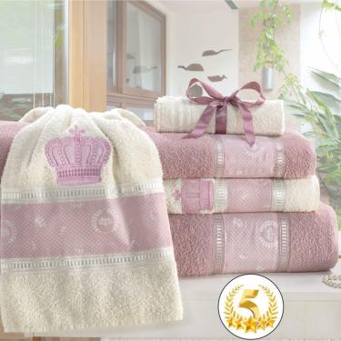 Imagem de Jogo Toalhas Banho 5 Peças Império - Rosa