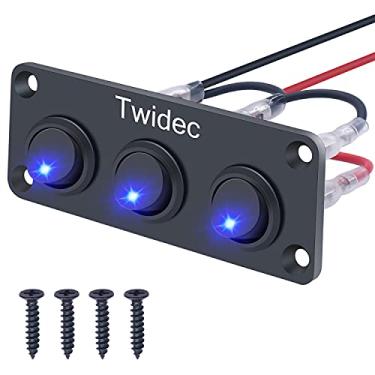 Imagem de Twidec Painel de interruptor com interruptor de 3 gangs, com pontos redondos de 12 V, 20 A, 3 pinos, liga/desliga, controle de interruptor SPST para carro ou barco, luz de LED azul KCD2-102N-BU-XBZ