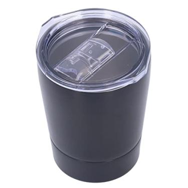 Imagem de Caneca de caf¨¦ isolada 260ml,copo de parede dupla de a?o inoxid¨¢vel chilren viagem ao ar livre port¨¢til isolado a v¨¢cuo caneca de caf¨¦ expresso com tampa resistente ¨¤ corros?o(Black), Copo de Ca