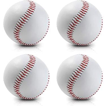 Imagem de 4 peças bolas de beisebol de 9 polegadas feitas à mão softball para treino bola branca rounders