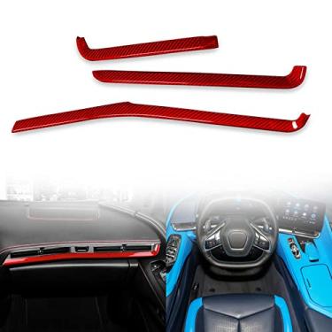 Imagem de FINMOKAL Fita De Fibra De Carbono Para Painel De Instrumentos Do Console Vermelho Apto Para Corvette C8 Z51 20-22 Preto, Fibra De Carbono
