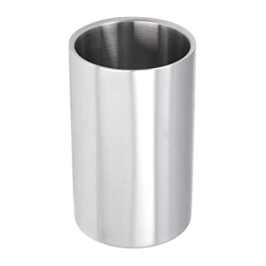 Imagem de Balde para vinho,A?o inoxid¨¢vel Slim Forma reta Prata Parede dupla Bar para garrafas de vinho estilo moderno Balde para vinho Champagne, refrigerador de vinho ou suporte para cerveja, Balde de V