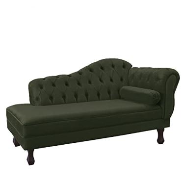 Imagem de Recamier Sofá Divã Com Pés Retro 180X80 - Elã (Suede Verde Musgo)