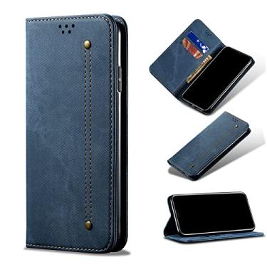 Imagem de Estojo de cartão flip jeans para iPhone 13 11 12 Pro Max 7 8 Plus X XS XR SE 2020 PU Drop Case, Azul, para iPhone 7Plus/8Plus