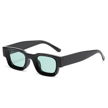 Imagem de Óculos de Sol Polarizados Quadrados Pequenos Moda Mulheres Retro Punk Sombras UV400 Homens Tendência Óculos de Sol, Preto Verde, A