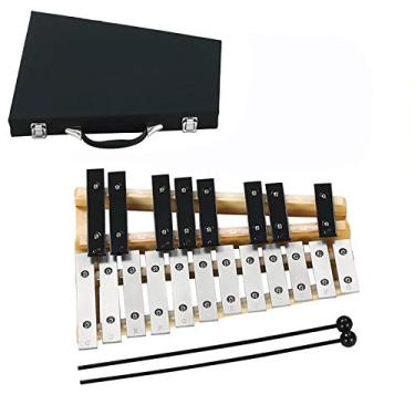 Imagem de QiaoDongDian Instrumento Musical Profissional Percussão Glockenspiel Xilofone Kit20/25/30 Notas com 2 Marretas e Bolsa de Transporte, para Adultos e Crianças (Cor: 20 Notas)