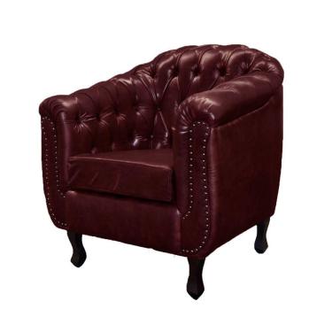 Imagem de Poltrona Chesterfield Couro Legitimo Bordo