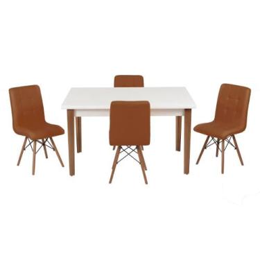 Imagem de Conjunto Mesa De Jantar Luiza 135cm Branca Com 4 Cadeiras Gomos - Marr