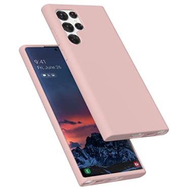 Imagem de E Segoi Capa para Samsung Galaxy S22 Ultra, capa de borracha de gel de silicone líquido à prova de choque, almofada de forro de microfibra macia compatível com Galaxy S22 Ultra 5G 6,8 polegadas (areia rosa)