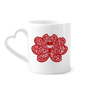 Imagem de Copo de coração de vidro com flor em corte de papel do zodíaco chinês de lótus caneca de café cerâmica