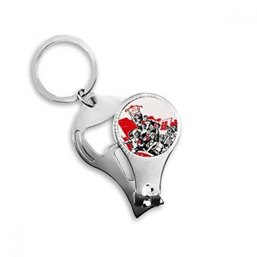 Imagem de Bandeira vermelha Mao Zedong Citações Red China Nail Nipper Ring Chaveiro Abridor de Garrafas Cortador