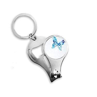 Imagem de Animal Sky Blue Butterfly Fluttering Graffiti Nail Nipper Ring Chaveiro Abridor de Garrafas Cortador