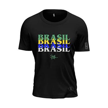 Imagem de Camiseta Shap Life Brasil Cores da Bandeira 100% Algodão Cor:Preto;Tamanho:GG