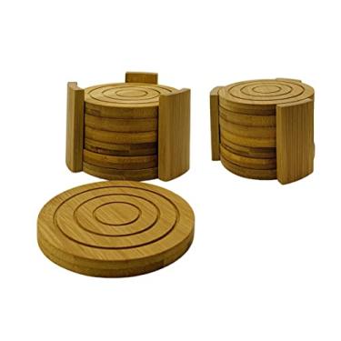 Imagem de Conjunto de porta-copos de bambu da JapanBargain, conjunto com porta-copos para copos de copos para bebidas, 6 peças, 4.3 x 0.4 inch, 2
