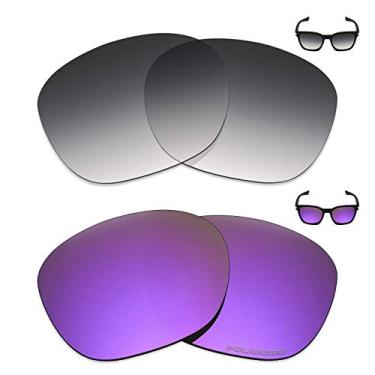 Imagem de Mryok+ 2 pares de lentes polarizadas de substituição para óculos de sol Oakley Garage Rock – Cinza dégradé, roxo plasma