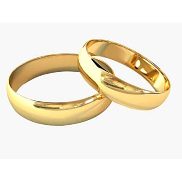 Imagem de Par de alianças de casamento noivado dourada abaulada 6mm (dourada, 6)