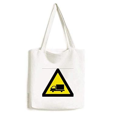 Imagem de Símbolo de aviso amarelo preto caminhão triângulo sacola sacola de compras bolsa casual bolsa de mão