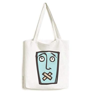 Imagem de Shut Up Abstract Face Sketch No Tote Canvas Bag Shopping Satchel Casual Bolsa