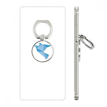 Imagem de Suporte de anel de telefone com padrão de pombo azul abstrato origami com laço ajustável