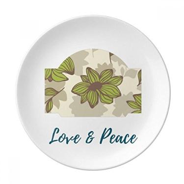 Imagem de Prato de tinta de planta verde marrom decorativo de porcelana Salver louças de jantar