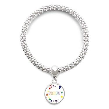 Imagem de DIYthinker LGBT Pulseira de prata com bandeira de arco-íris e pingente de corrente ajustável