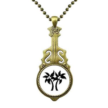 Imagem de DIYthinker Colar com silhueta de planta de coqueiro preto, joia antiga com pingente de música
