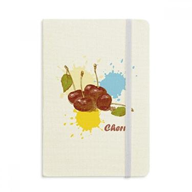 Imagem de Caderno com estampa de ilustração em aquarela de frutas cerejas, capa dura em tecido, diário clássico