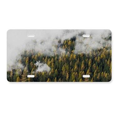 Imagem de DIYthinker Placa de carro Forest Mountain Fog Mist Cloud Autumn Decoração de carro Acessório de aço inoxidável