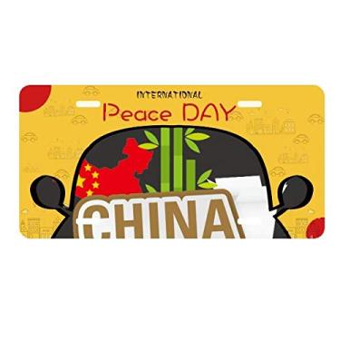 Imagem de DIYthinker Placa de carro de bambu marrom China Town placa de carro decoração Dia da Paz