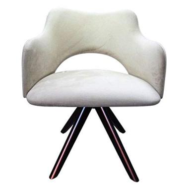 Imagem de Poltrona Decorativa SIGMA tecido veludo bege base madeira maciça- Poltronas do Sul