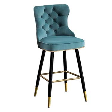 Imagem de Cadeiras de jantar, banquetas de bar, encosto alto, decoração de casa, café da manhã, cozinha, balcão, banco de altura com assento estofado de veludo e apoio para os pés, cadeiras de bar para sala de estar quarto tudo está bem