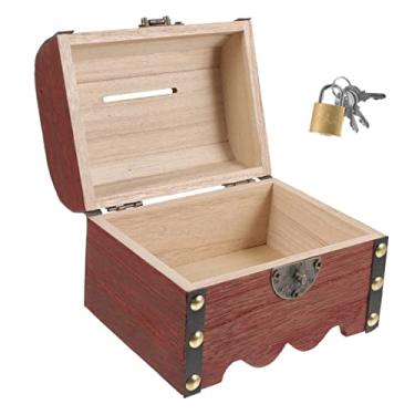 Imagem de DOITOOL Caixa De Dinheiro Com Fechadura Cofrinho Para Meninos Cofrinho Para Meninos Cofrinho Para Meninos Bloqueio No Peito Cofrinho De Moedas Decorativo Cofrinho De Madeira Banco De
