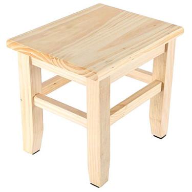 Imagem de Vbestlife Banqueta quadrada durável e prática, banquinho de madeira maciça, banheiro para sala de estar, lavanderia