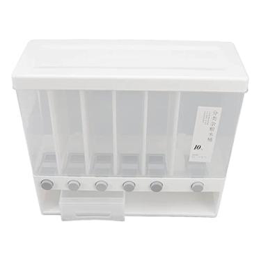 Imagem de Recipiente de grãos prensados, dispensador de arroz transparente com capacidade de 10 L, 6 grades montado na parede para casa