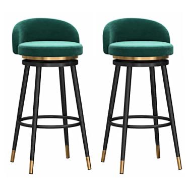 Imagem de Cadeiras de jantar cadeiras de sala de jantar, banquetas de bar, cadeiras de bar altas giratórias de veludo com encosto e apoio para os pés, bancos estofados de altura para balcão de cozinha e ilha tudo está bem