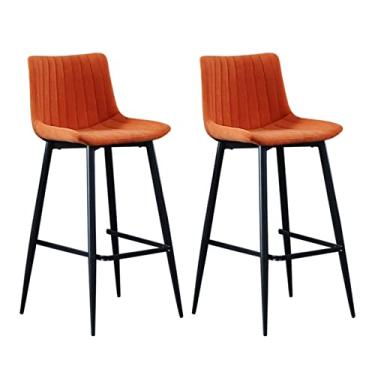 Imagem de Cadeiras de Jantar Cadeiras de Sala de Jantar Conjunto de 2 Cadeiras de Bar de Veludo para Café da Manhã com Encostos e Pernas de Metal Preto Fosco, Balcão de Cozinha Bancos de Bar Alto Capacidade de Carga 150kg Tudo está bem