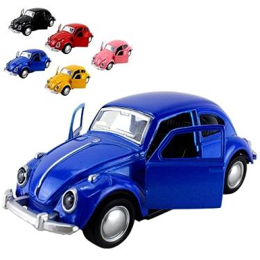 Imagem de Miniatura Fusca Escala 1:32 Carrinho de Ferro com Fricção Fusquinha Abre a Porta, Brinquedo Fusca Colorido (Azul)