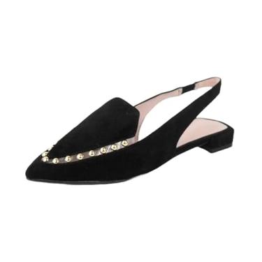 Imagem de Cecelia New York Cleo Studded Slingback elástico preto liso, Preto, 6