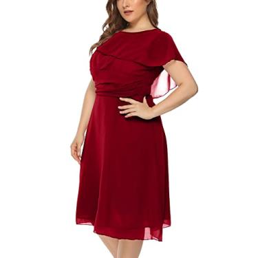 Imagem de UIFLQXX Vestido maxi para mulheres, 2023, formal, casamento, dama de honra, cintura alta, vestido de festa, vestido de coquetel, vestido boho, Vinho, P