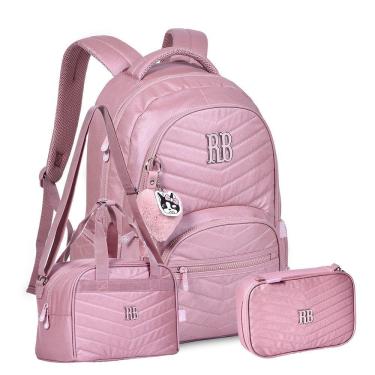 Imagem de Kit Mochila Costas Rebecca Bonbon Metalassê Lancheira Estojo