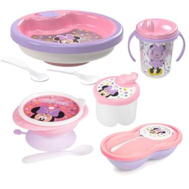 Imagem de Kit Prato Térmico Tigela Dosador Pote Papinha Caneca Minnie - Plasútil