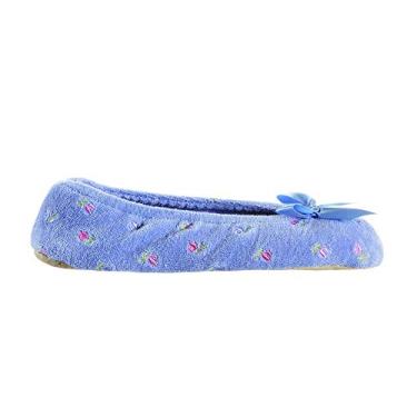 Imagem de isotoner Pantufas femininas bordadas Terry Ballerina, Laço macio pervinca, 5-6