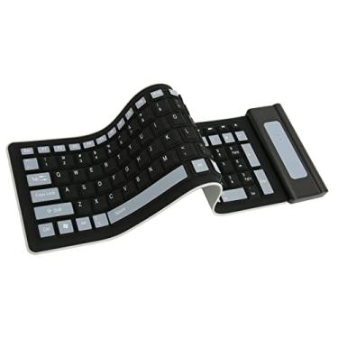 Imagem de Teclado De Silicone Sem Fio Vomeko 2.4G - Portátil, Dobrável E à Prova D'água Com 107 Teclas De Tamanho Real Para Teclado Portátil De Laptop, PC E Notebook(preto)