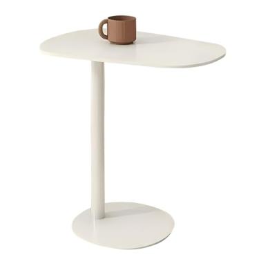 Imagem de Mesa Lateral Moderna Para Sofá, Mesas Laterais Fáceis De Montar Para Sala De Estar, Quarto, Mesa Lateral De Metal Que Economiza Espaço (Color : White 1, Size : H 63cm/24.8in)
