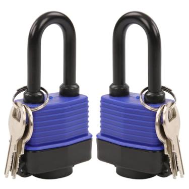 Imagem de SEPOX® Cadeado para uso externo de gêmeos resistente 44 mm 4,4 cm Cadeados à prova d'água com chave igualmente coberto com chave mesmo pacote de 2 peças com cilindro de latão longo de aço temperado para barco, pesca, marinha
